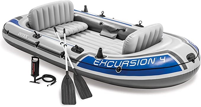 INTEX 68324NP Boat Set, Yellow White and Blue, 124" x65"x17". NB: Inflation