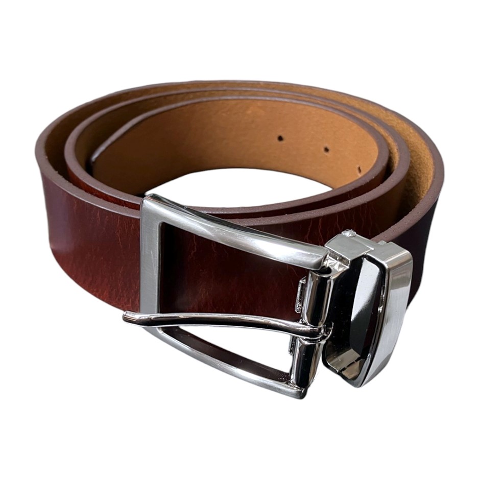 BUCKLE Men's Solid Hide Leather Belt, Size 87cm (34"), Brown. NB: minor use