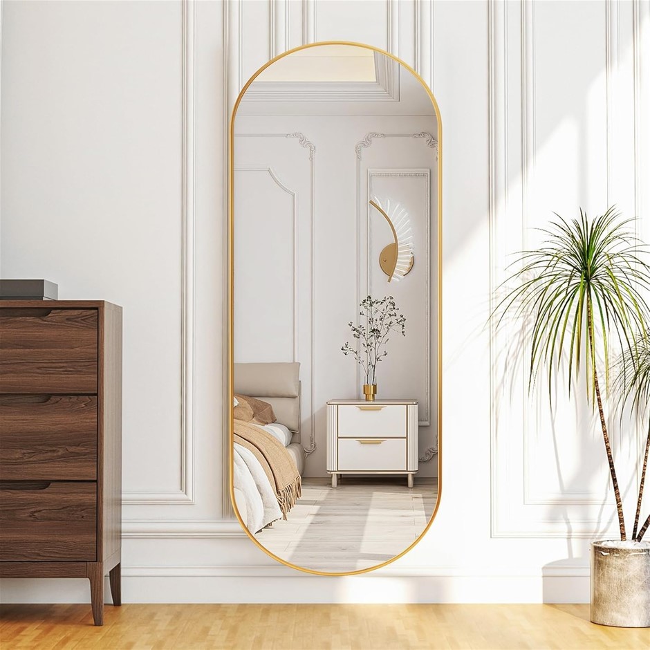 ZHUNFA Arched Full Length Floor Mirror, 162×54 Ova