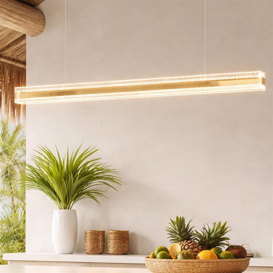 LEXI LIGHTING Apex Inbuilt LED CCT Linear Pendant Light, Clear Acrylic Diff