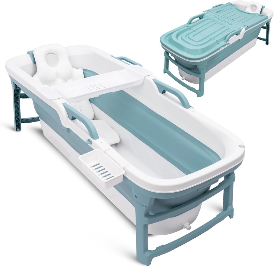 SERENELIFE Large Foldable Portable Bathtub for Adults – 1.5m Freestanding P