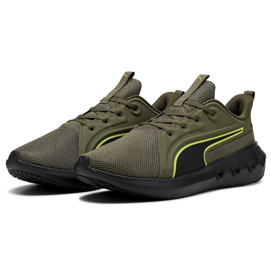 PUMA Men's Softride Carson Shoes, Size US13, Loden Green/Black/Lux Lime (22