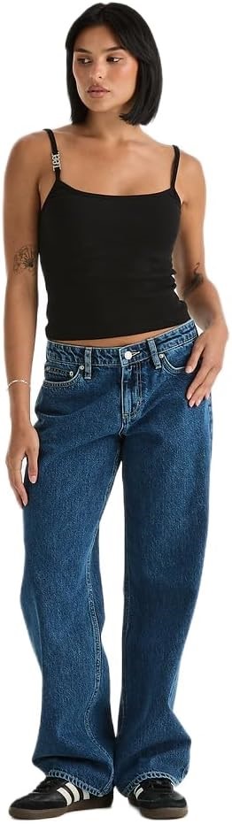 LEE Women's Low Baggy Jeans, Size 8, Blue Print, L/657484/WD3. RRP: $149.95
