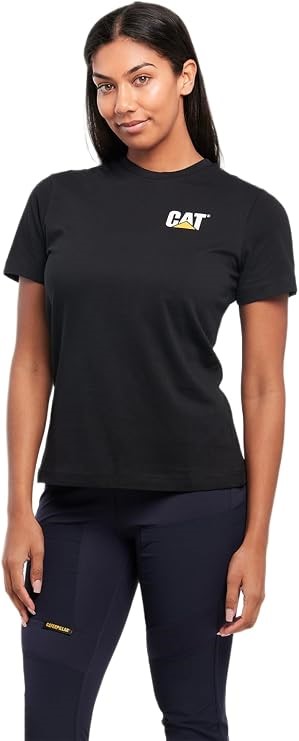 CAT Women's Logo Short Sleeve Tee, Black, Medium, 8010011. Buyers Note -