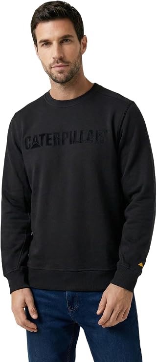 CAT Men's Logo Crewneck Sweatshirt, Small, Pitch Black/Black, 4050055. Buy