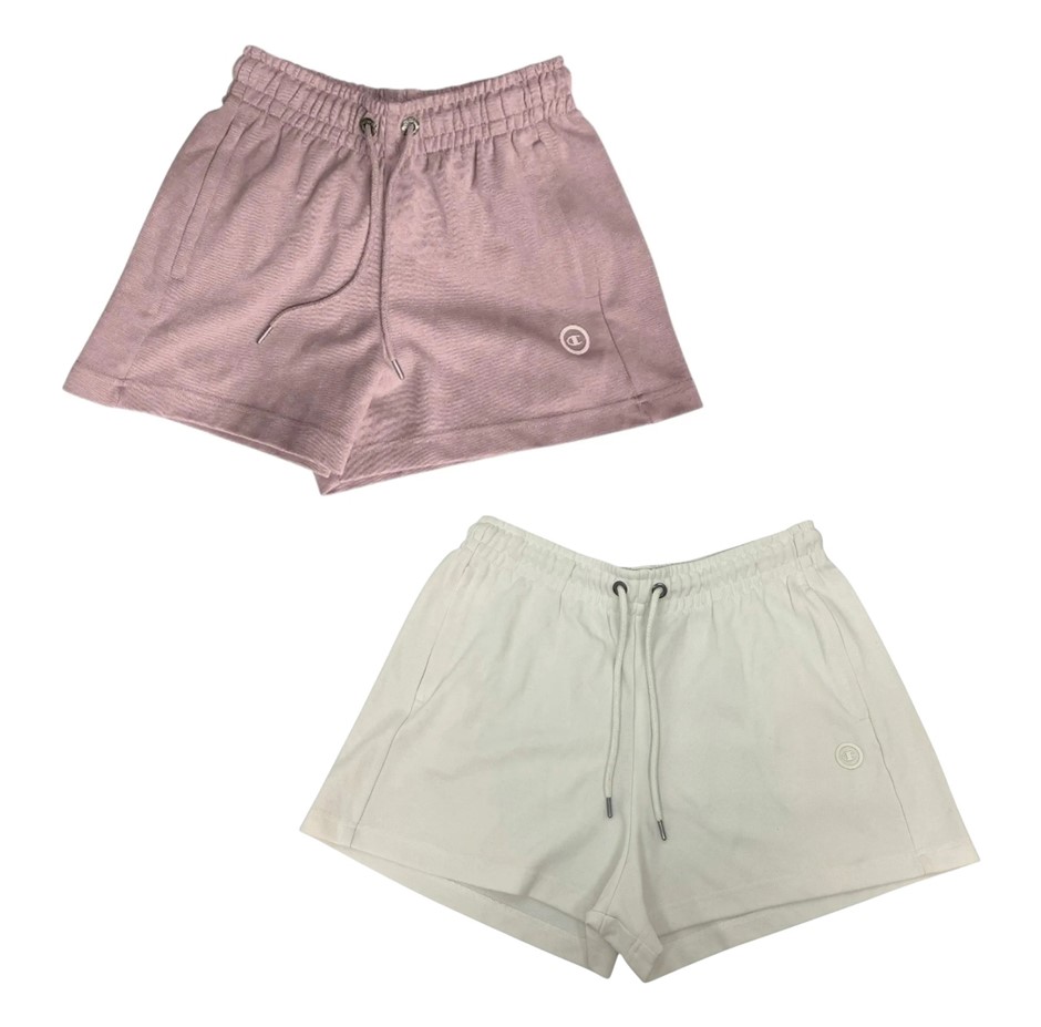 2 x CHAMPION Women's Legacy Tech C-Logo Shorts, Size XL, Damn Gina & Ivory