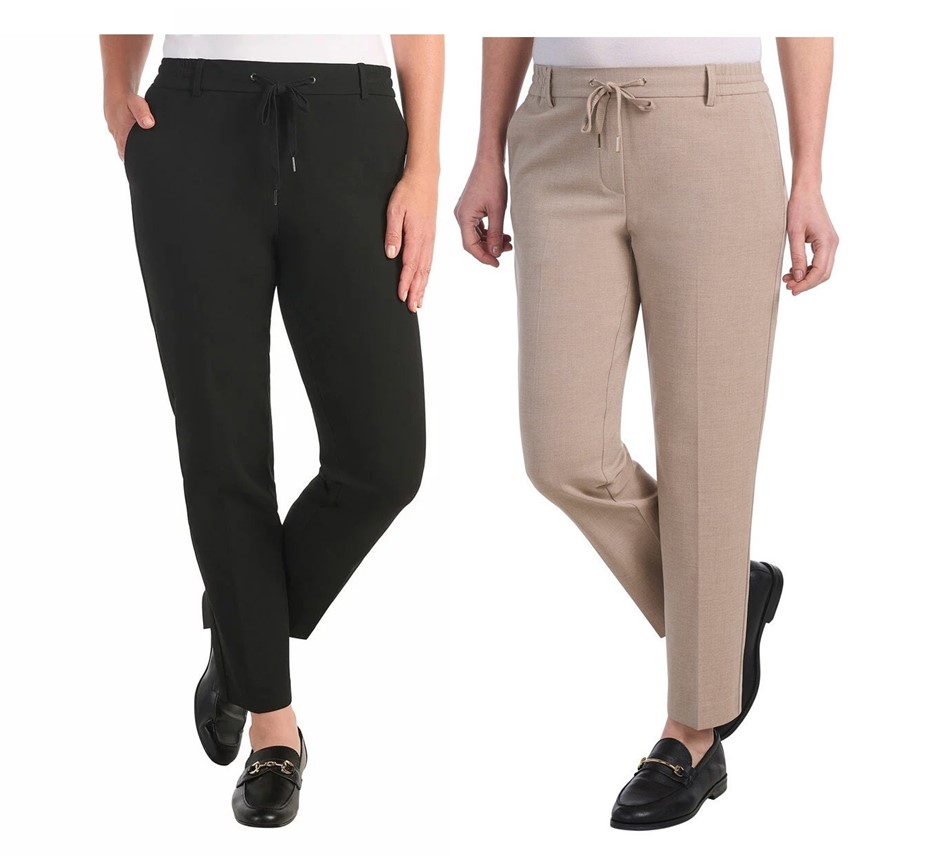 2 x HILARY RADLEY Women's Pull-On Pants, Size M, Black & Heather Sand, 2575