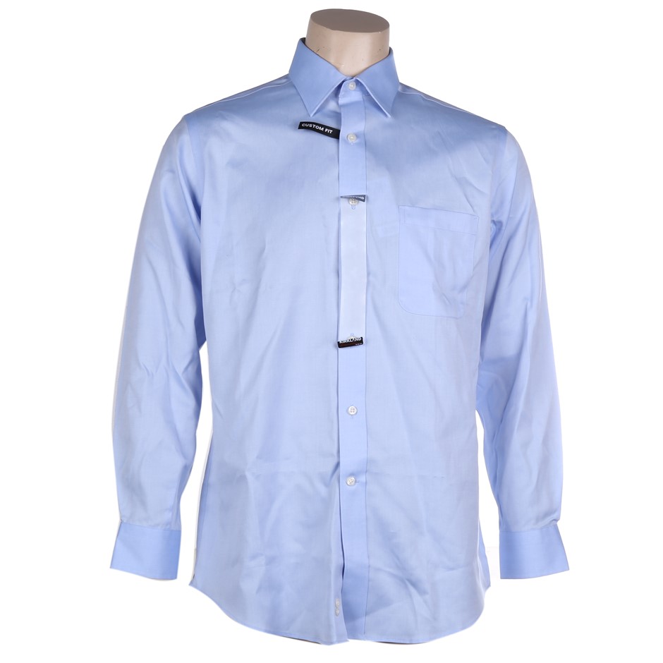 SIGNATURE Men's Custom Fit Non-Iron Dress Shirt, Size 16.5 x 32/33, 100% Co