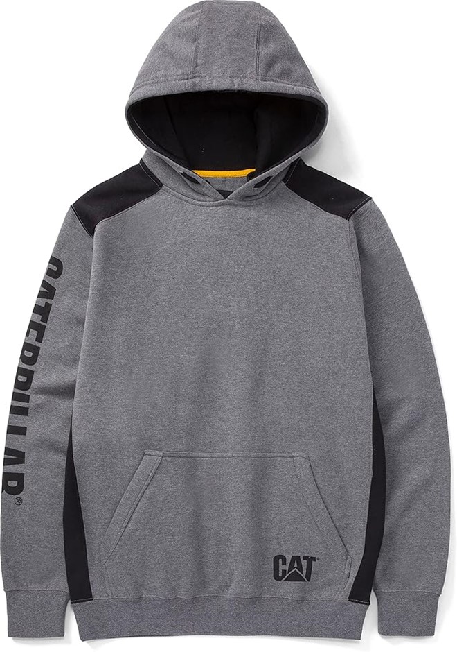 CATERPILLAR Men's Logo Panel Hoodie, Size XS, Dark Grey Heather (004), 1910