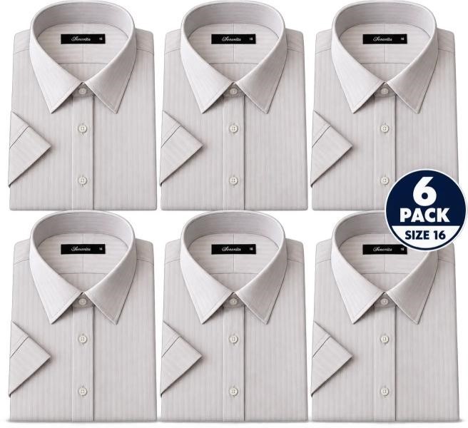 6 PACK Ladies Short Sleeve Business Shirt, Grey, Size 16