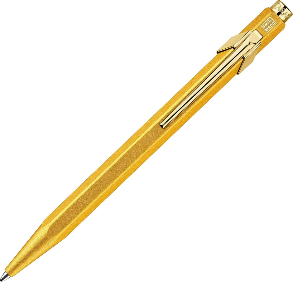 CARAN D'Ache 849 Premium Line Ballpoint Pen, Gold Bar. Buyers Note - Disco