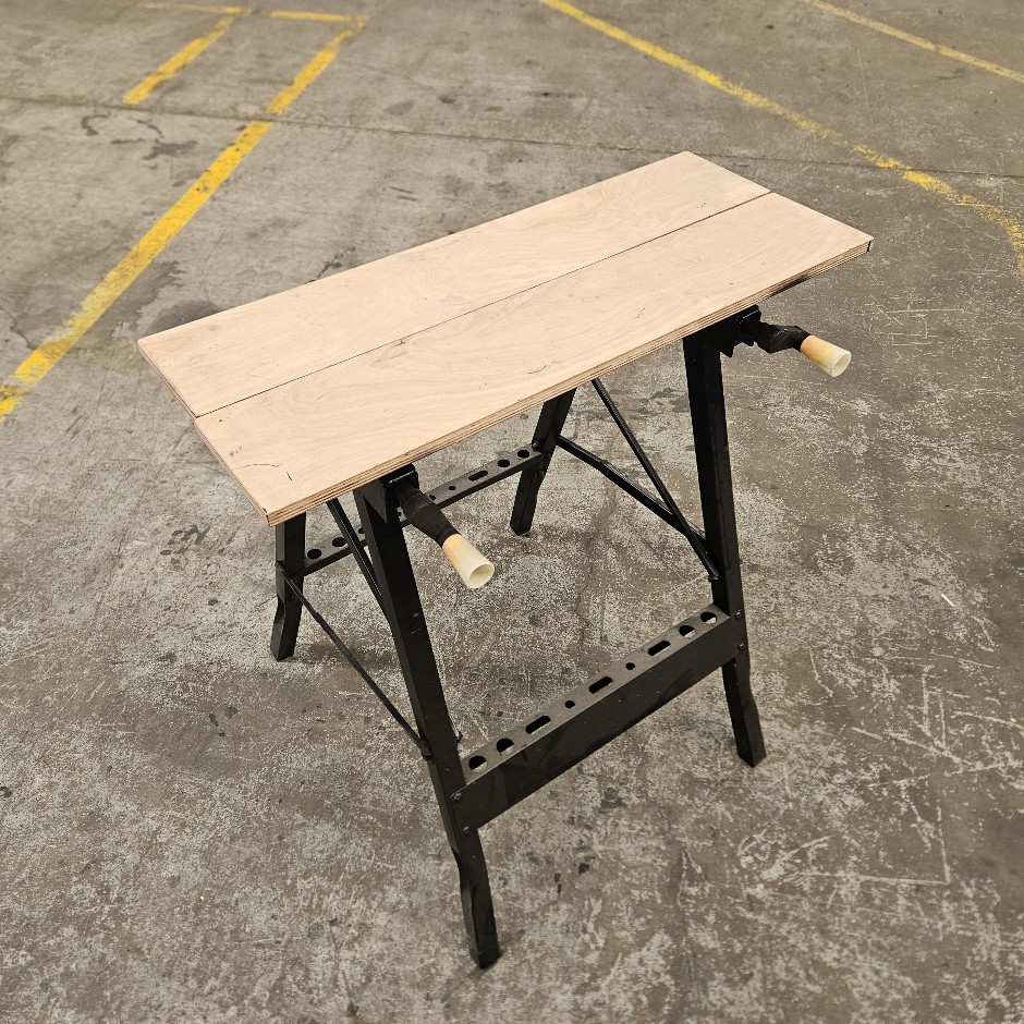 Folding Workbench. Steel Roller Conveyor Table. Steel Trestles x 2