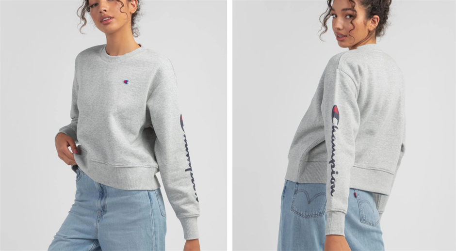Champion Womens Sporty Graphic Crop Crew, XL