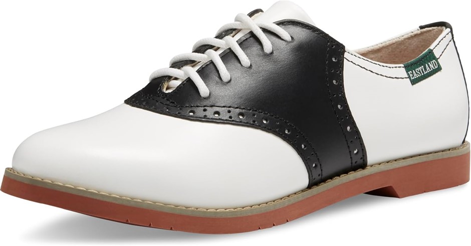 EASTLAND Women’s Sadie Lace-up Flats / US8 / EU38.5 / Black White. NB: has