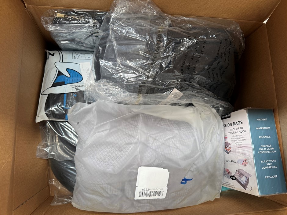 Assorted Box of Bags and Massage Pillows.  NB: Items may not be in original