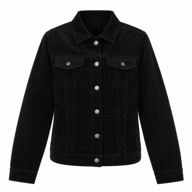 BUFFALO DAVID BITTON Women's Corduroy Jacket, Size M, 98% Cotton, Black.