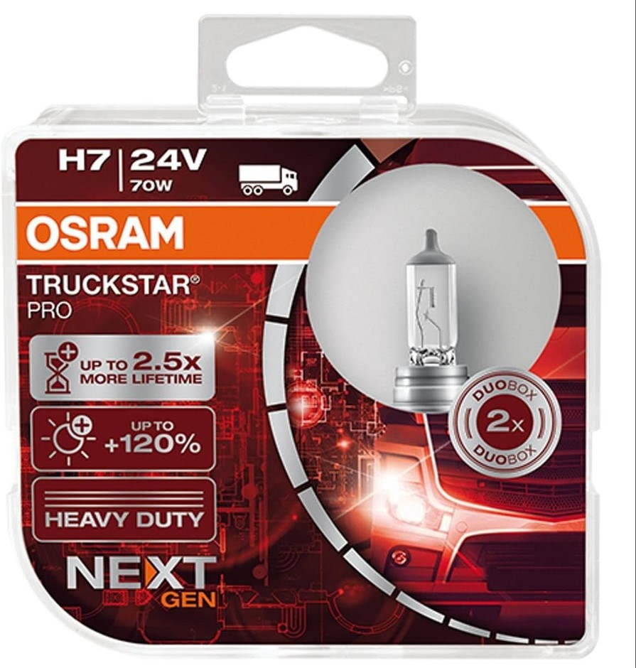 Pack of 2 x OSRAM 64215TSP-DUO TRUCKSTAR PRO H7 halogen headlamp, 64215TSP-