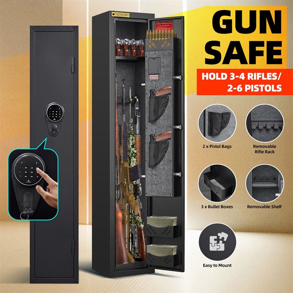 Steel Gun Safe Cabinet for 4 Rifles 6 Pistols with LED Digital Keypad