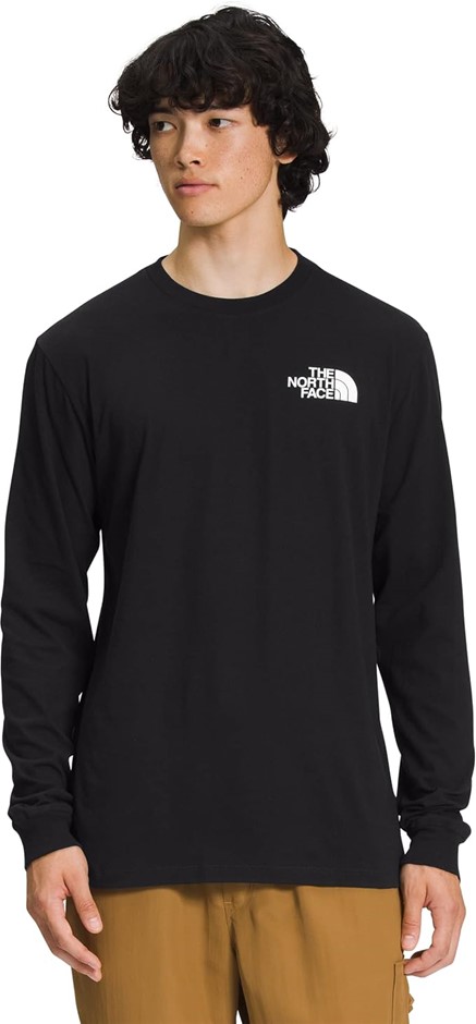 THE NORTH FACE Mens' Long Sleeve Box NSE Tee, TNF Black/TNF White, X-Large