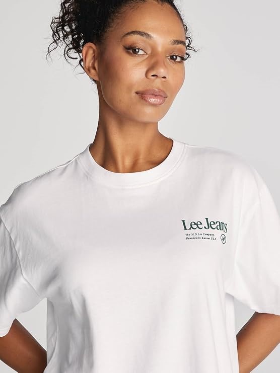 LEE Women's Monstera Baggy Tee, Optic White, 4