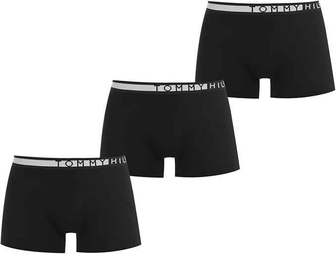 TOMMY HILFIGER Men's 3 Pack Trunks, Black, Size M