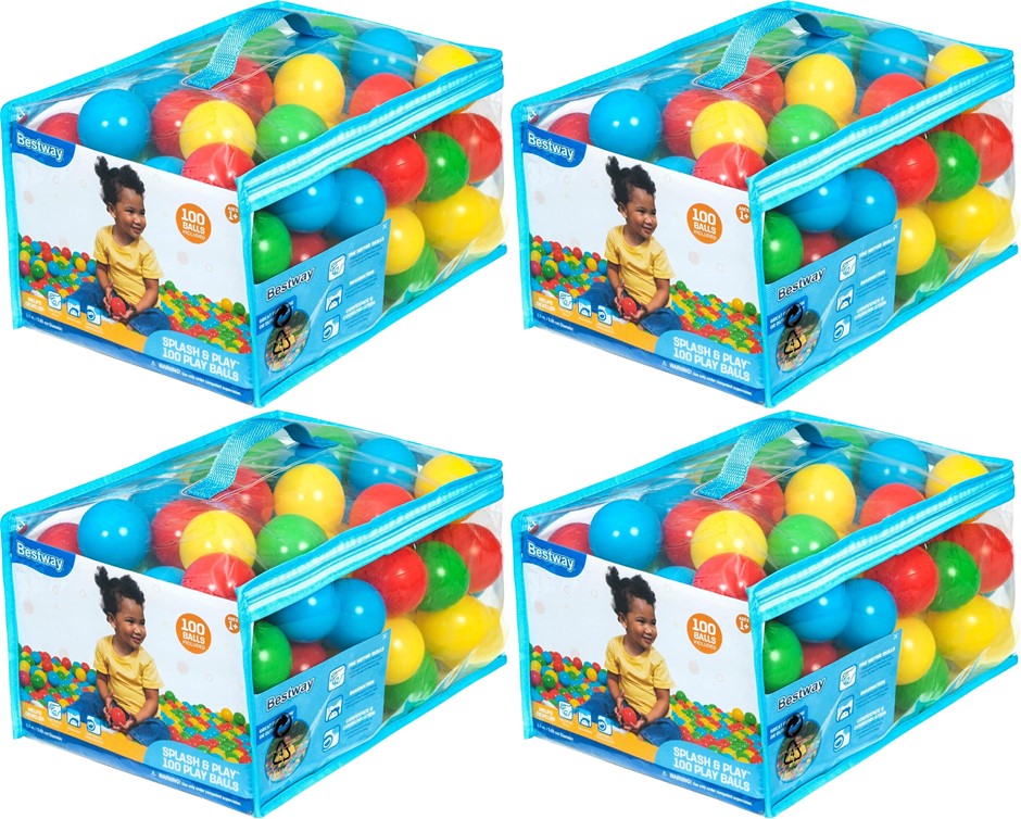 4 x Bestway Splash & Play™ 100 Balls, 4 Assorted Colours, 52648