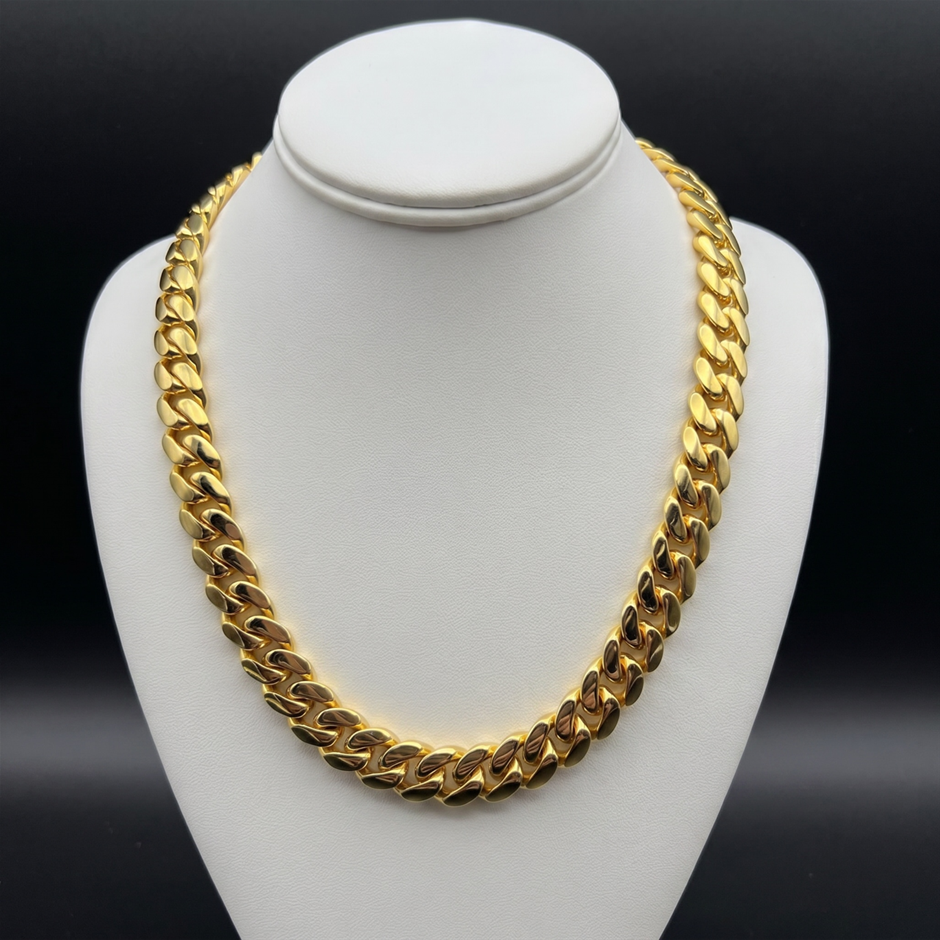 18K Gold-Filled Cuban Chain Necklace, 10MM Wide - 55.8m