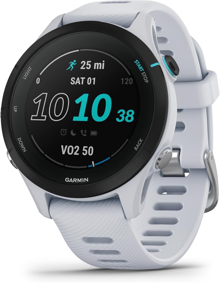 GARMIN Forerunner® 255S Music, Whitestone, GPS Fitness Smartwatch. NB: Mino