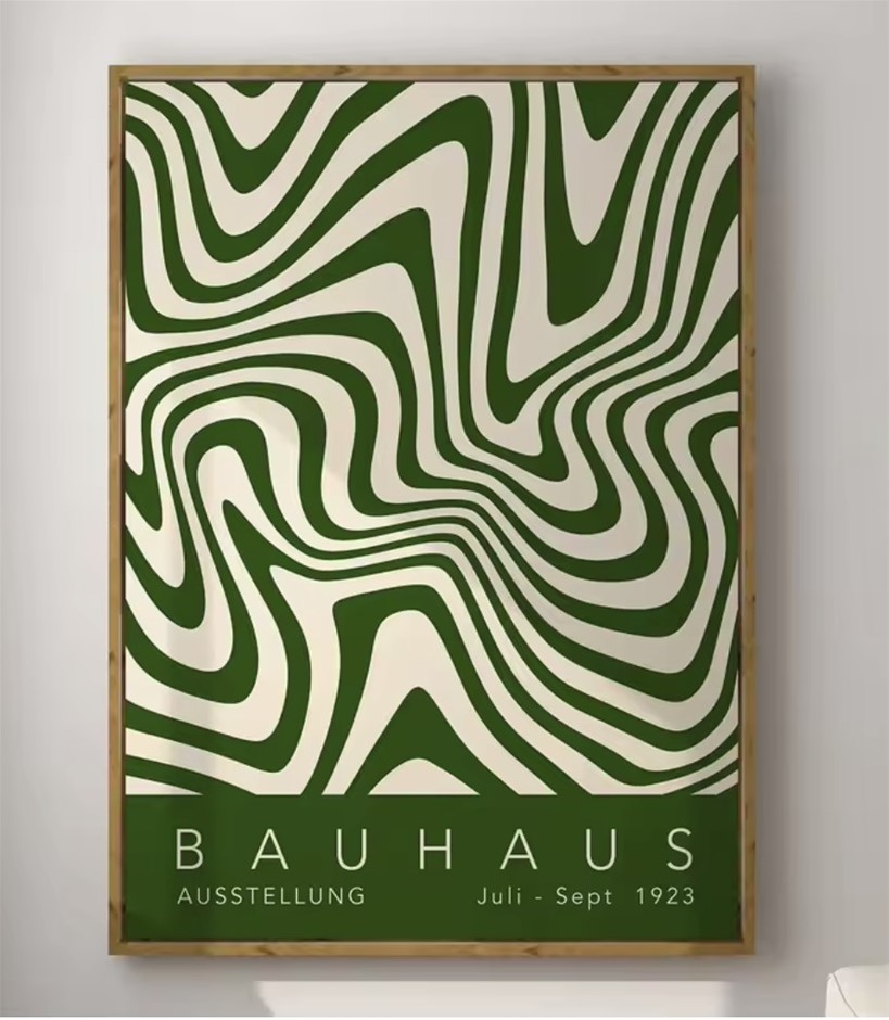 Bauhaus (after) Modern Green "HYPNOTIC SILK" Canvas Print
