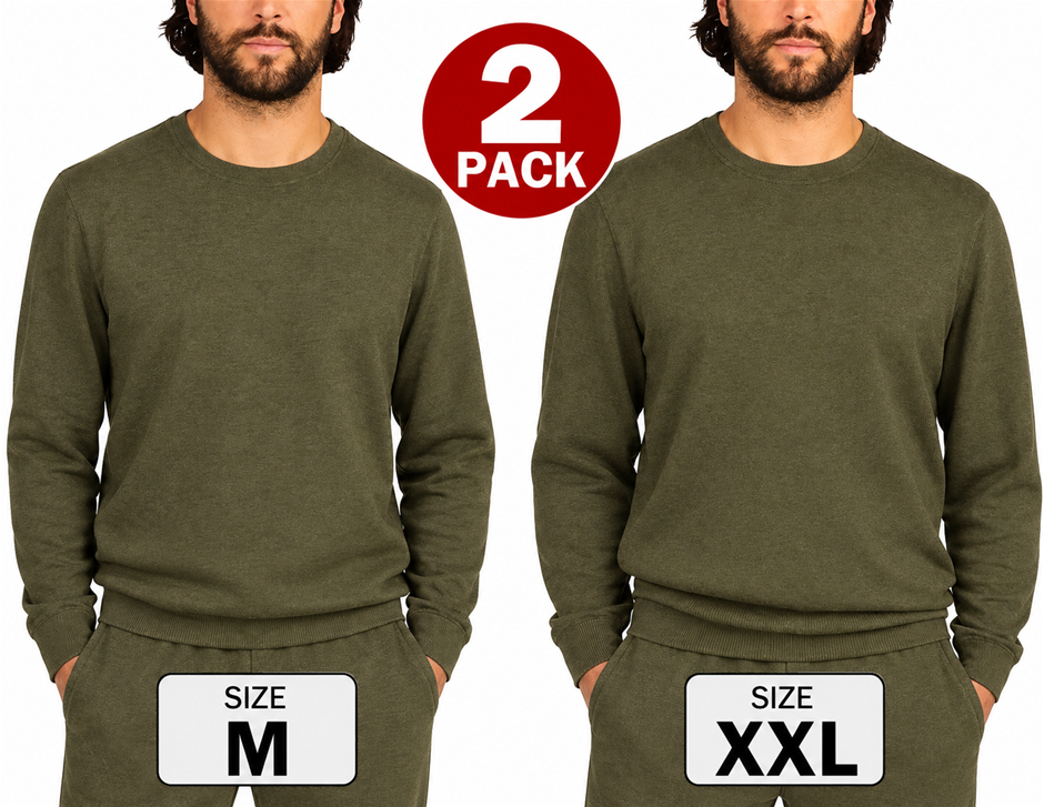 2 PACK BOSTON TRADERS Men's Supersoft Pullover, Size M & XXL, Burnt Olive.