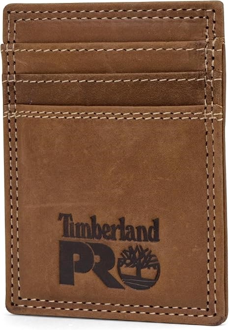 Timberland PRO mens Leather Front Pocket Wallet with Money Clip Accessory