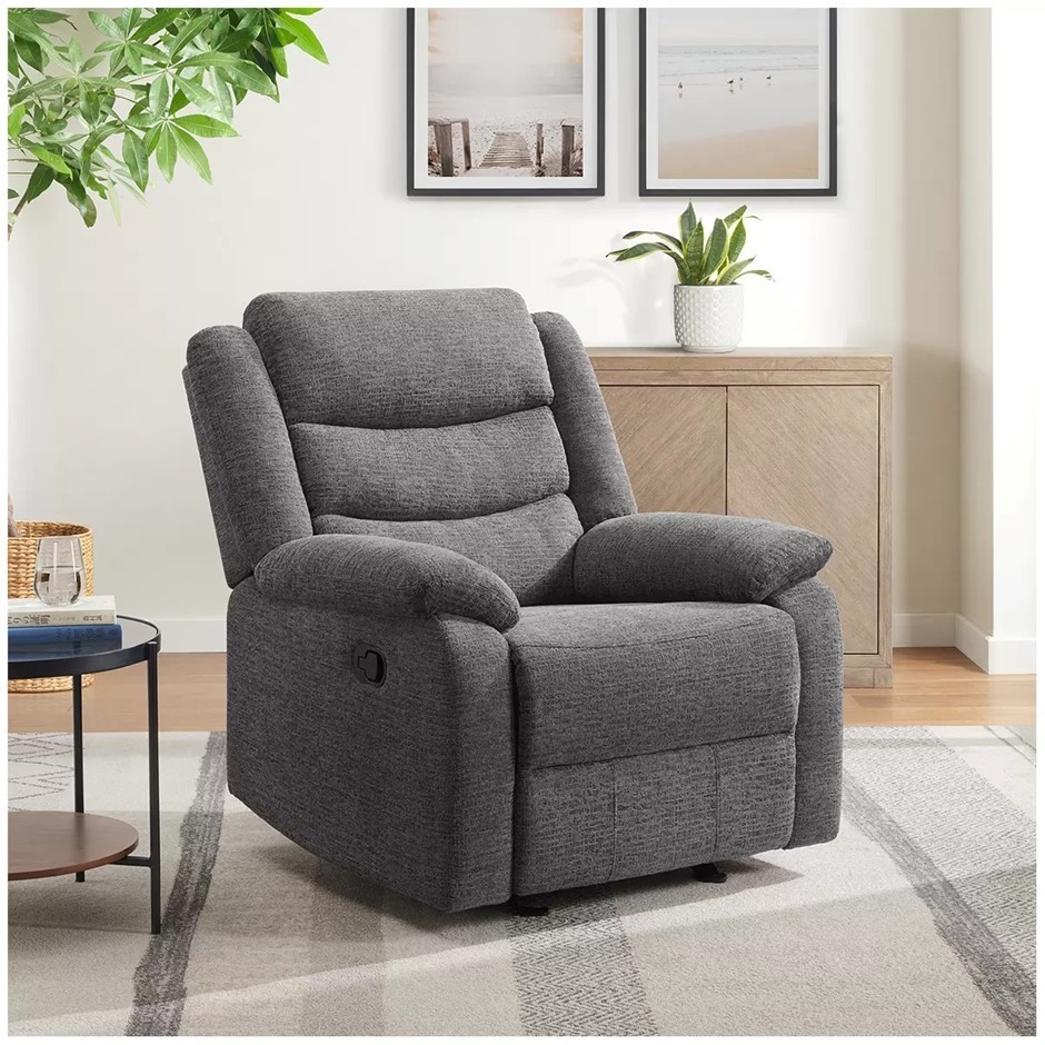 NORTHRIGE Home Fabric Glider Recliner, Grey.