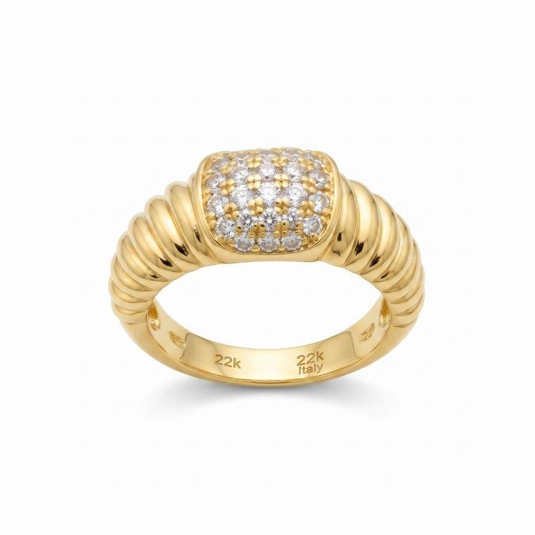 22K/Italy  Gold Bonded Ring -(stamped 22K/Italy)-Warranty Quality-6 US