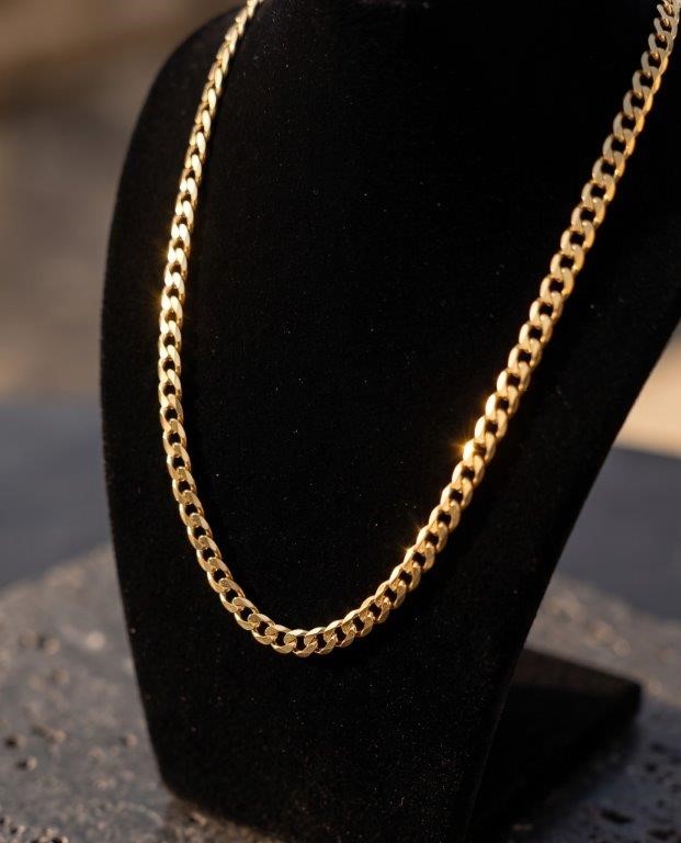 22K/Italy Gold Bonded Cuban Chain(stamped 22K/Italy)Warranty Quality-60cm