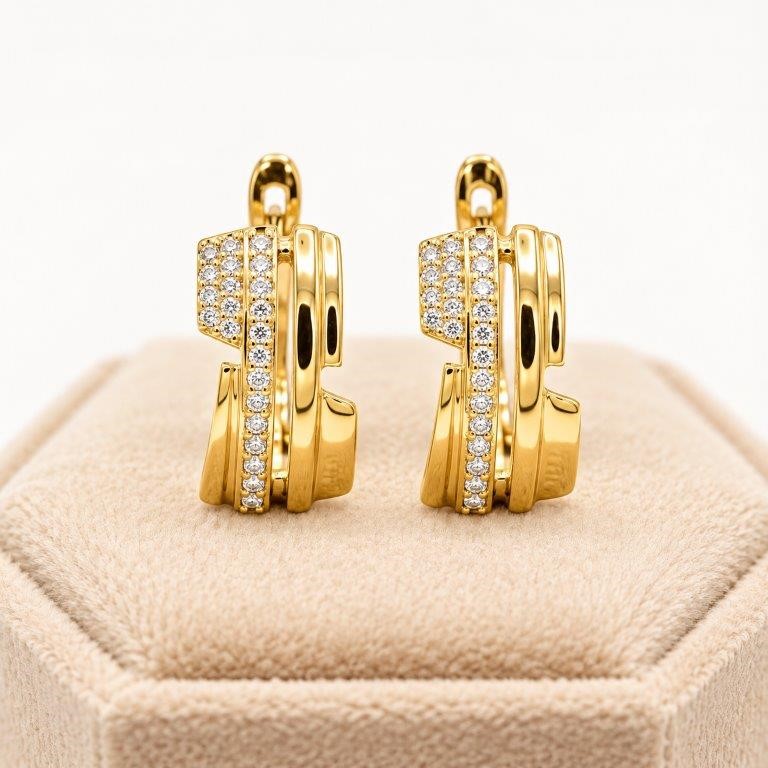 18K/Italy Gold Bonded Earring -(stamped 18K/Italy)-Warranty Quality