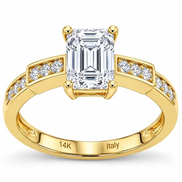 14K/Italy 0.5ct Emerald Cut Yellow Gold Bonded Ring(stamped) 8US