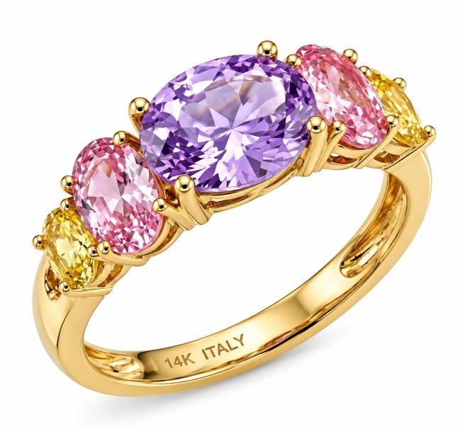 18K/Italy 3.0ctw Oval Cut Yellow Gold Bonded Ring(stamped) 9US