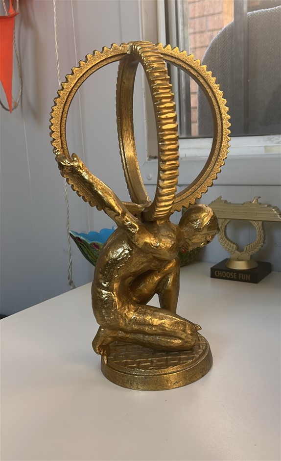 Casa Decor Gold Atlas Titan Metal Sculpture