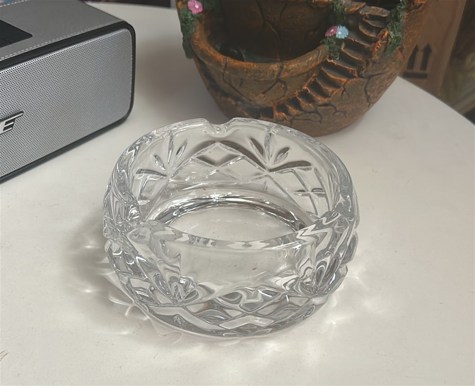 Clear Crystal Cut-Glass Ashtray