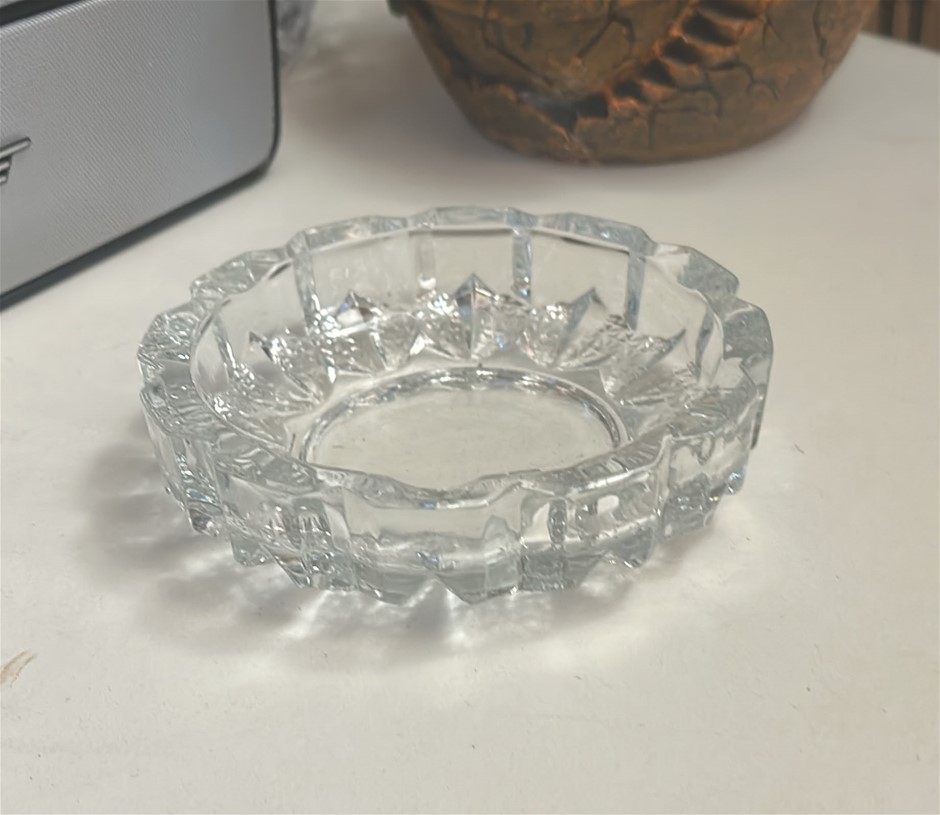 Clear Crystal Cut-Glass Ashtray