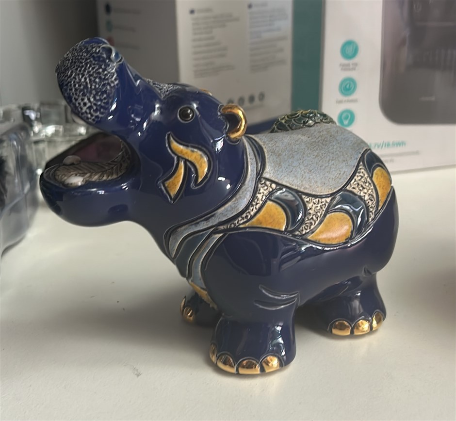 Handmade Sculpted Ceramic Hippo