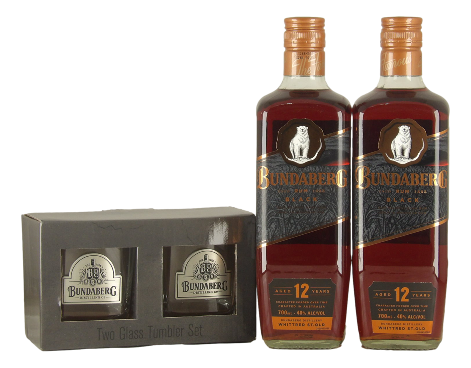 Bundaberg Black 12 Year Old Bundle (2x 700mL + BDC Tumbler Set)
