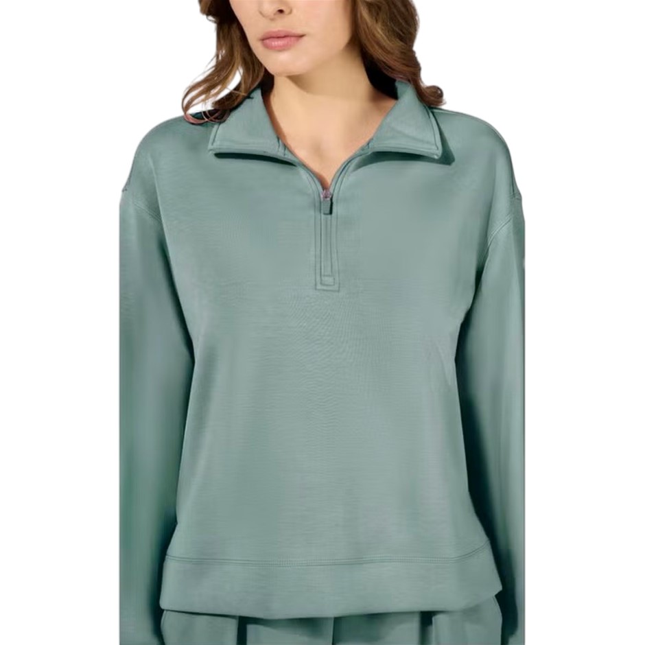 REFLEX Women's Scuba Half Zip Top, Size S, Green. NB: may have minor pulls/