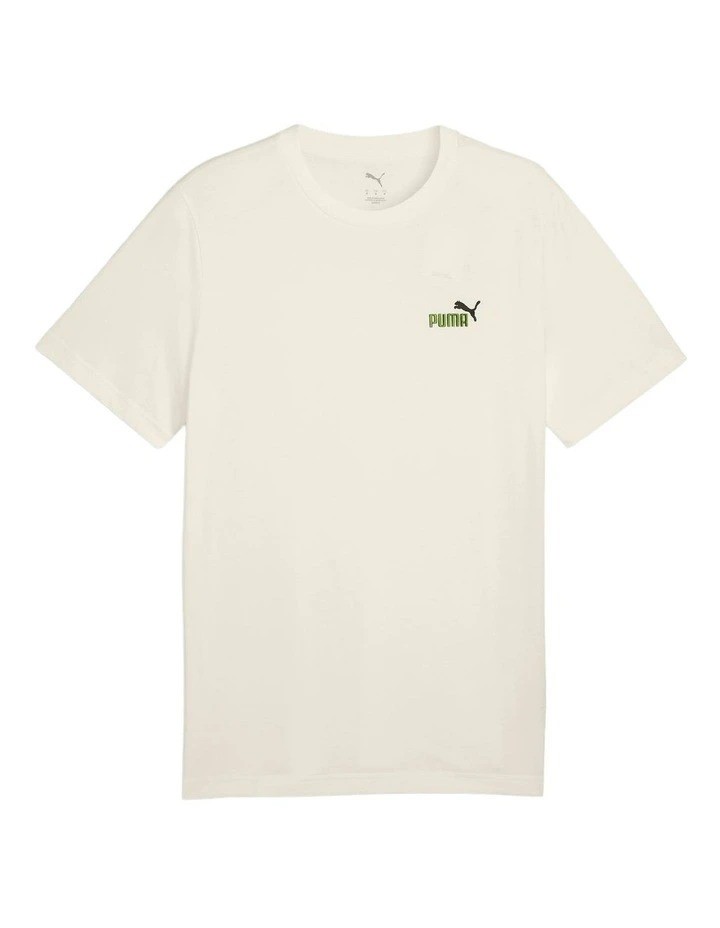 PUMA Graphics 2-Color Small No.1 Logo Tee, Size S, 100% Cotton, Warm White