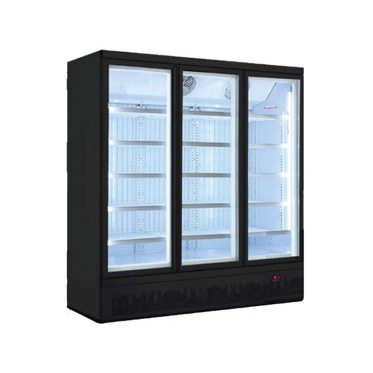 1618L Triple Glass Door Black Colourbond Upright Freezer