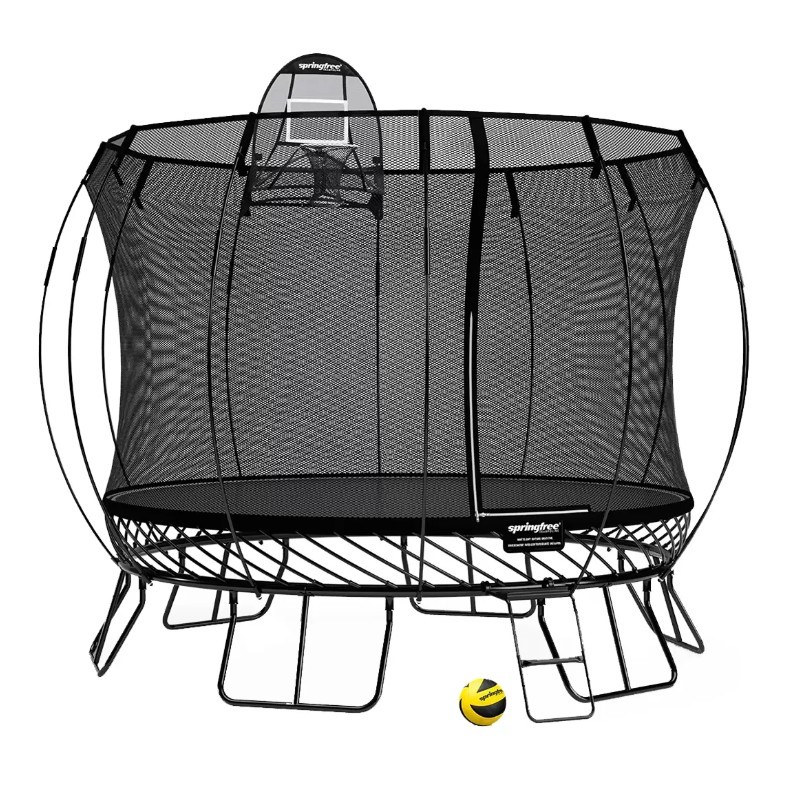 SPRINGFREE All Black 3M Medium Round Trampoline Bundle.