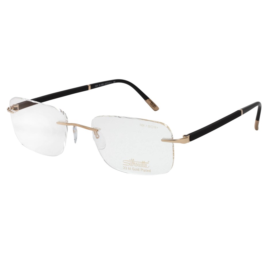 SILHOUETTE Lux Rimless 23kt Gold-Plated Glasses Frames, 55-19-150, Brown (6