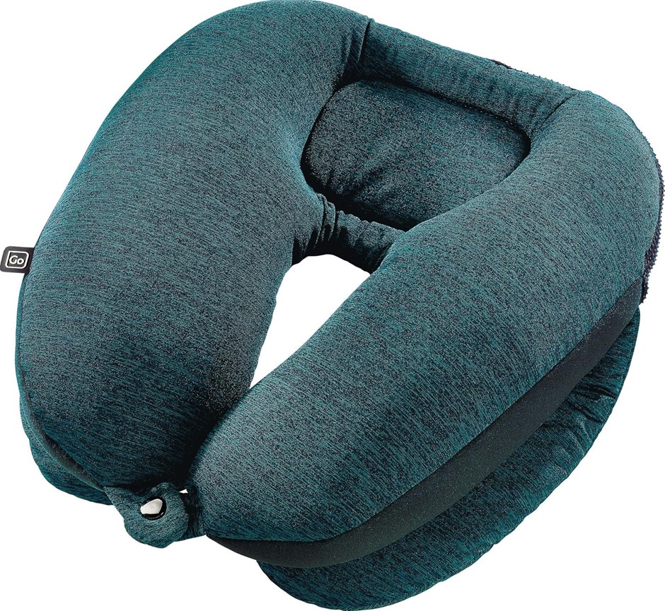 Go-Travel Double Decker Dual Bean Neck Pillow, Green / Black.