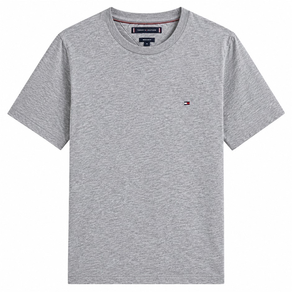 Tommy Hilfiger Men's Essential Regular Fit Solid Tee, Medium Grey Heather,