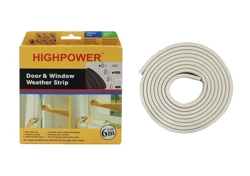 3 x HIGHPOWER Door and Window Weather Strips, Self Adhesive Soft EPDM Rubbe
